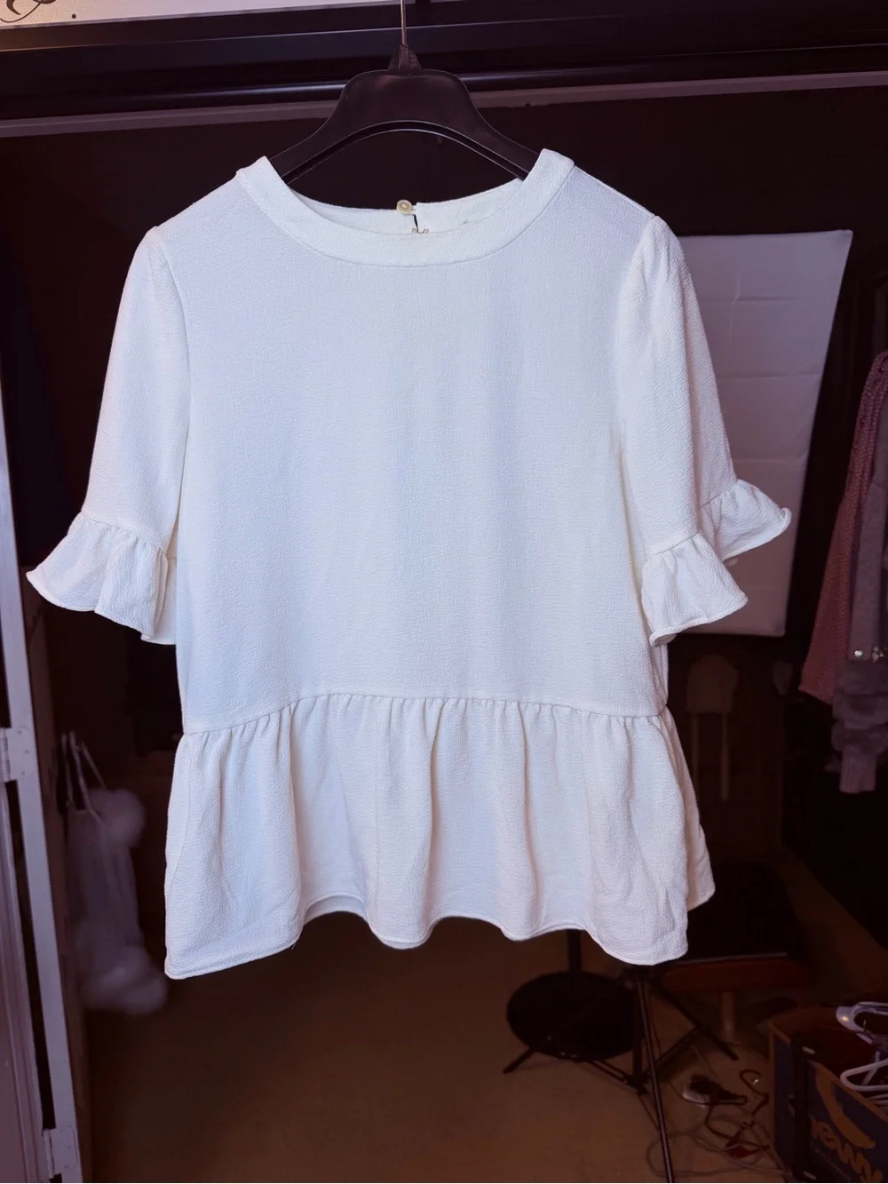 kate spade White Ruffle Peplum Top